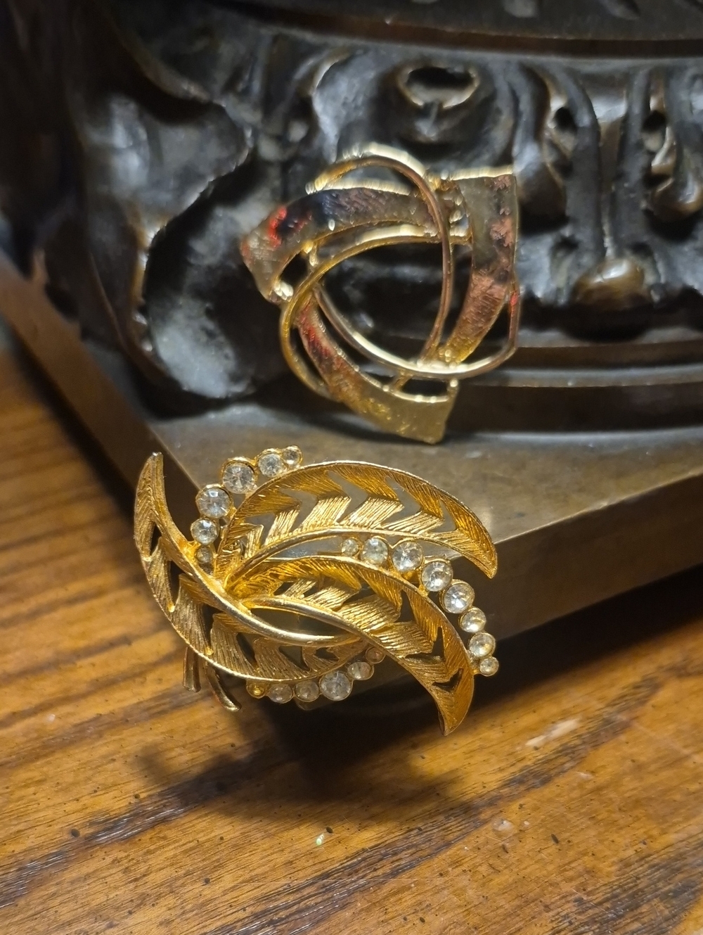 Vintage Gold tone Brooch Set Of Two
